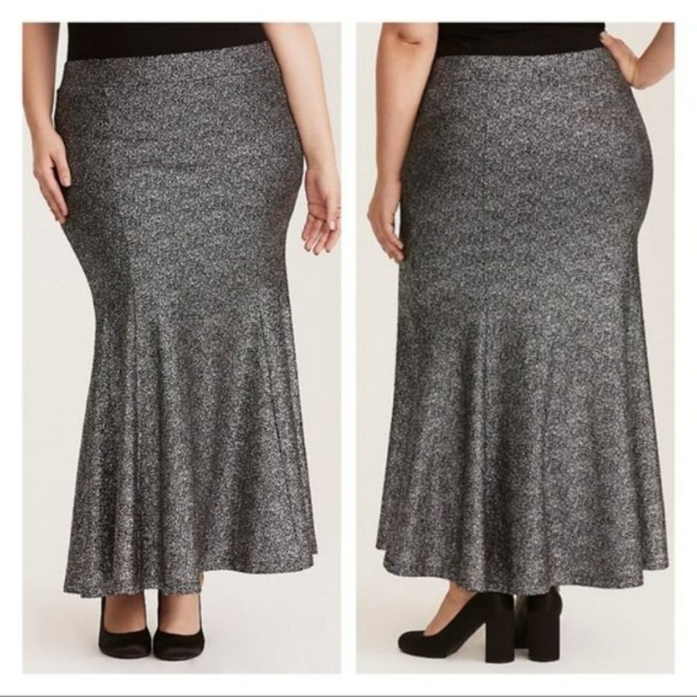 torrid metallic crinkle maxi skirt